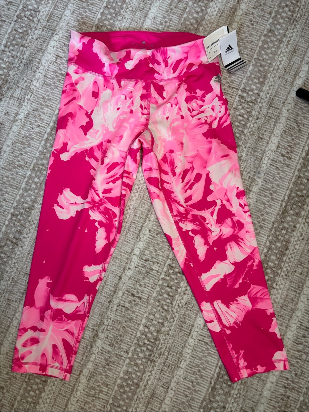 Adidas Climalite Pink & White Cropped Workout Capri Leggings Size M NWT